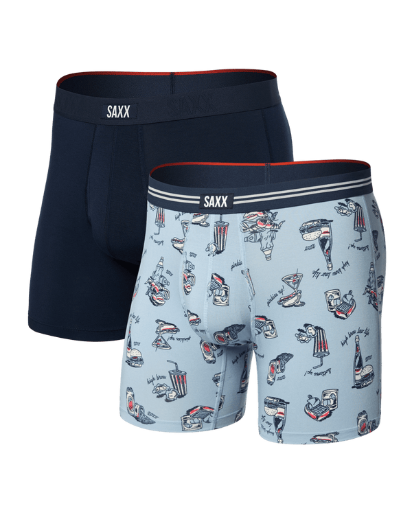 Front of Vibe Xtra Soft Comfort Boxer Brief Fly 2Pk in High Brow Low Life/Navy