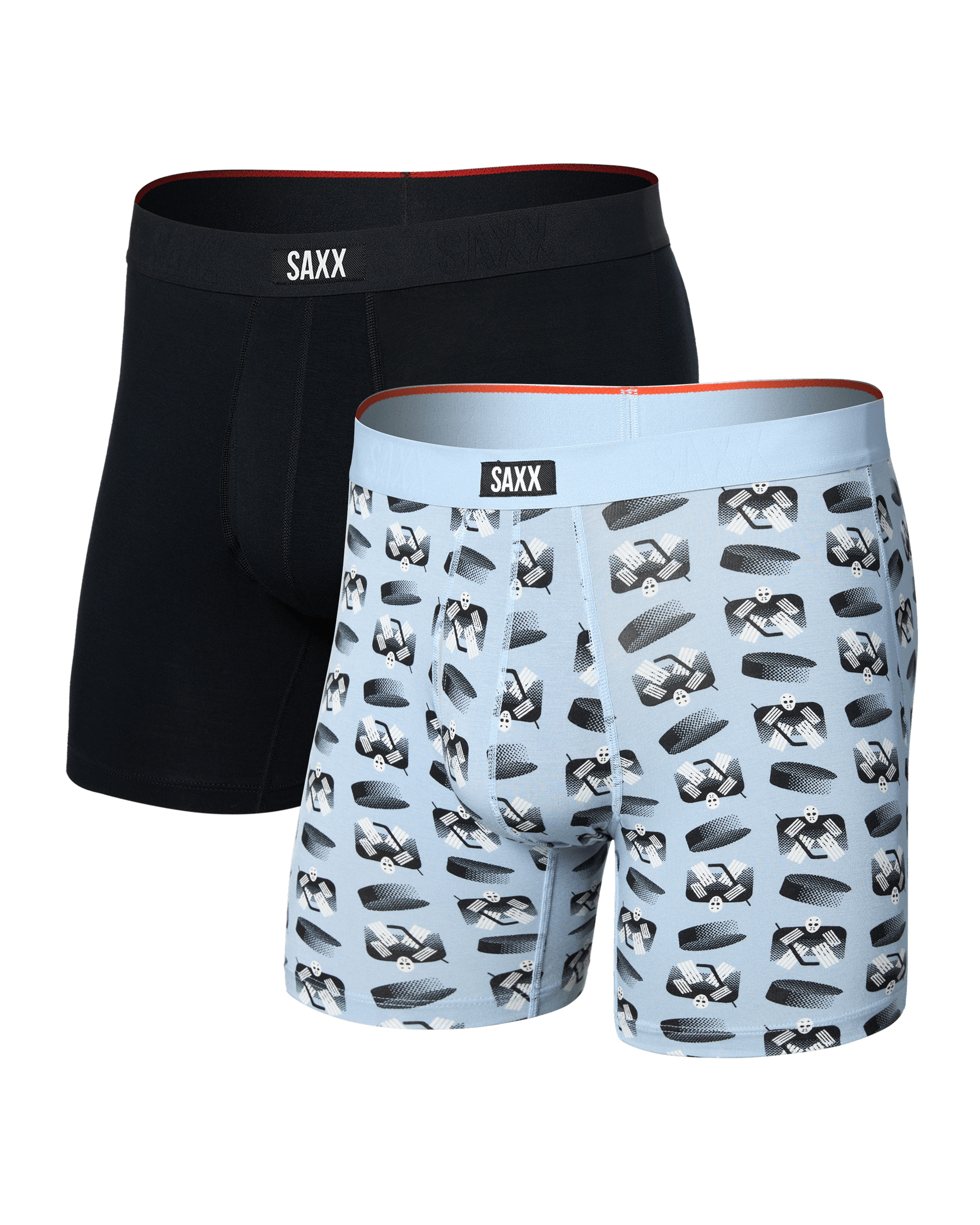 Front of Vibe Xtra Soft Comfort Boxer Brief 2 Pack in Puck Stopper/Black