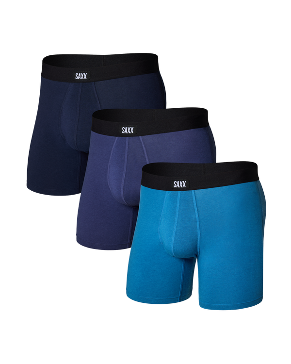 Front of Core Cotton Boxer Brief in Lake Blue/Deep Cobalt/Navy