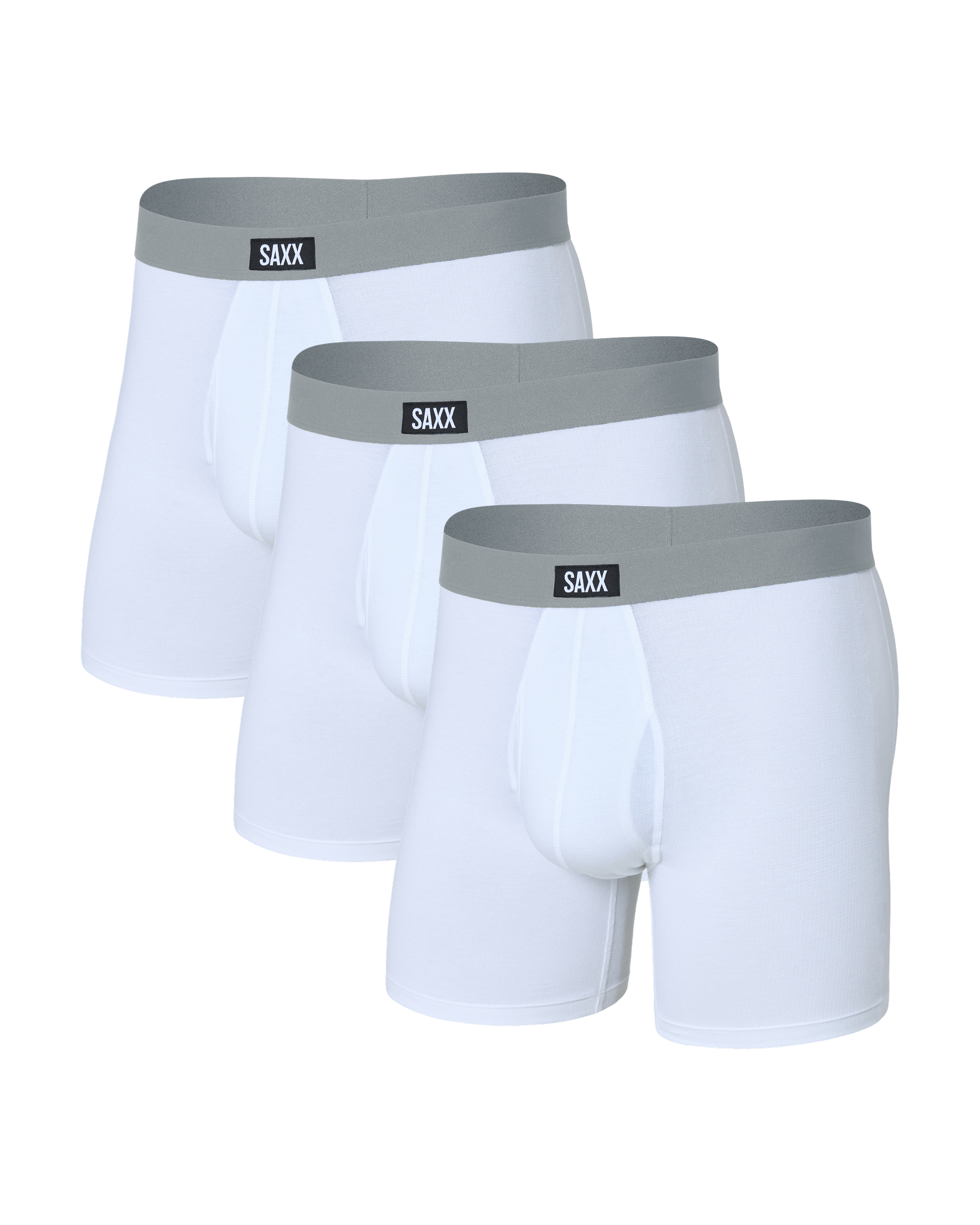Front of Core Cotton Boxer Brief 3 Pack in White