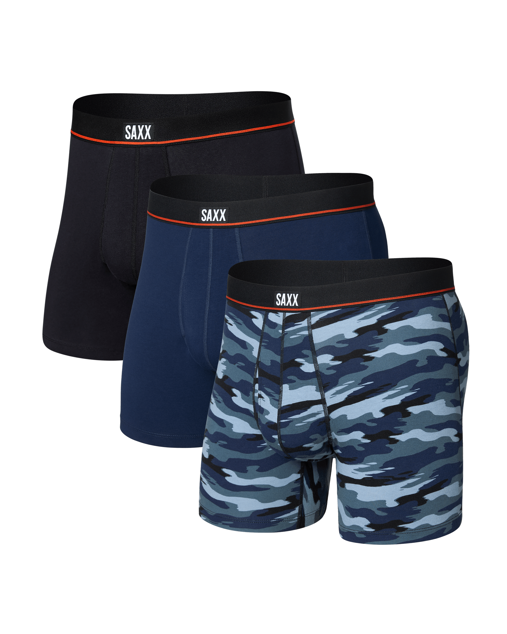 Front of Non-Stop Stretch Cotton Boxer Brief Fly 3Pk in Analog Wave Camo/Mar/Black