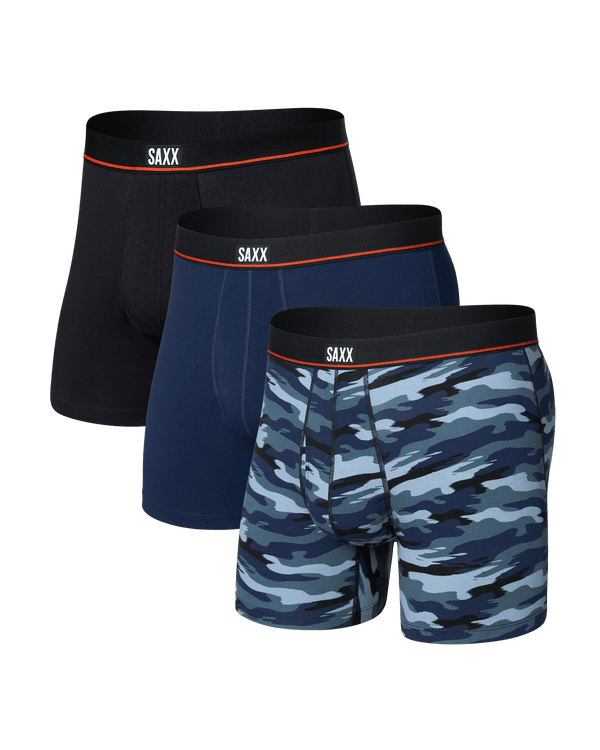 Front of Non-Stop Stretch Cotton Boxer Brief Fly 3Pk in Analog Wave Camo/Mar/Black