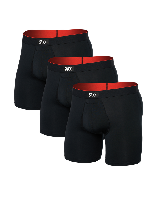 Front of Multi-Sport Mesh Boxer Brief (3 Pack) in Black