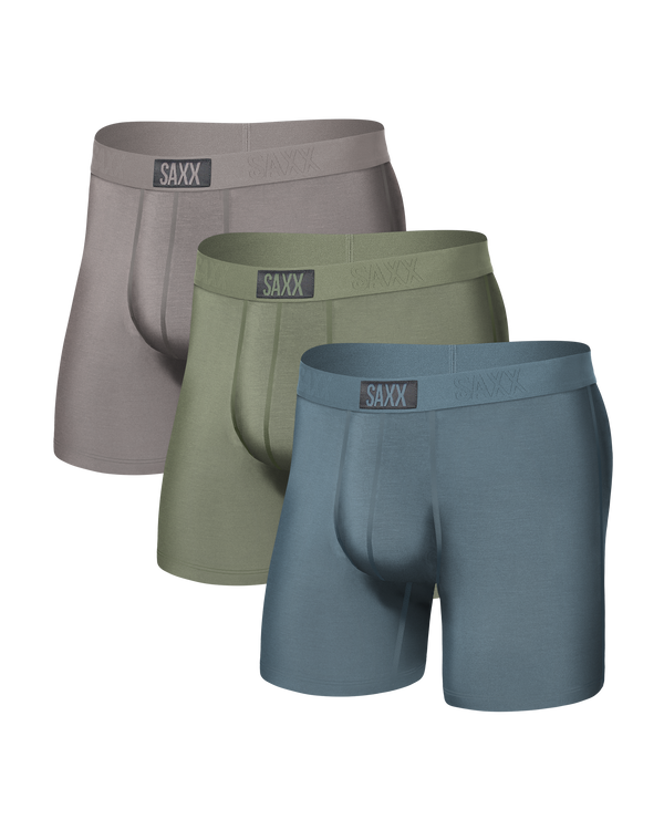 Front of Ultra Super Soft Boxer Brief in Stone Blue/Zinc/Oil Green