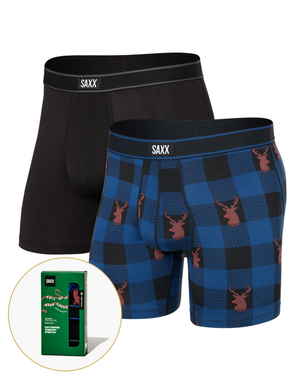 Front of  Daytripper Comfort Stretch Boxer Brief Fly 2 Pack in Nose So Brite/Black