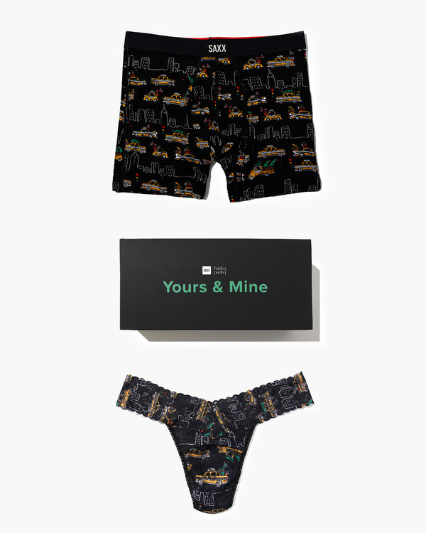 Vibe Xtra Boxer Brief 6" & Lace Original Rise Thong in Hail The Holiday Black