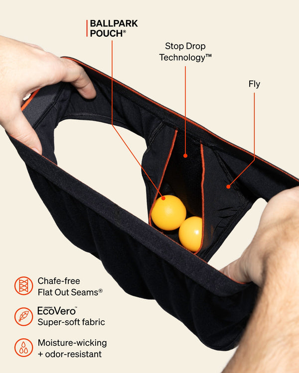 SAXX Underwear Vibe Xtra Brief Fly BallPark Pouch technology graphic

