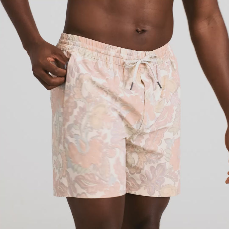 SUNSEA N.M OSMO w 耳 BIG SHORTS Sea to Shore 2N1 Hybrid Swim Short - Wild Paisley-Cream | SAXX