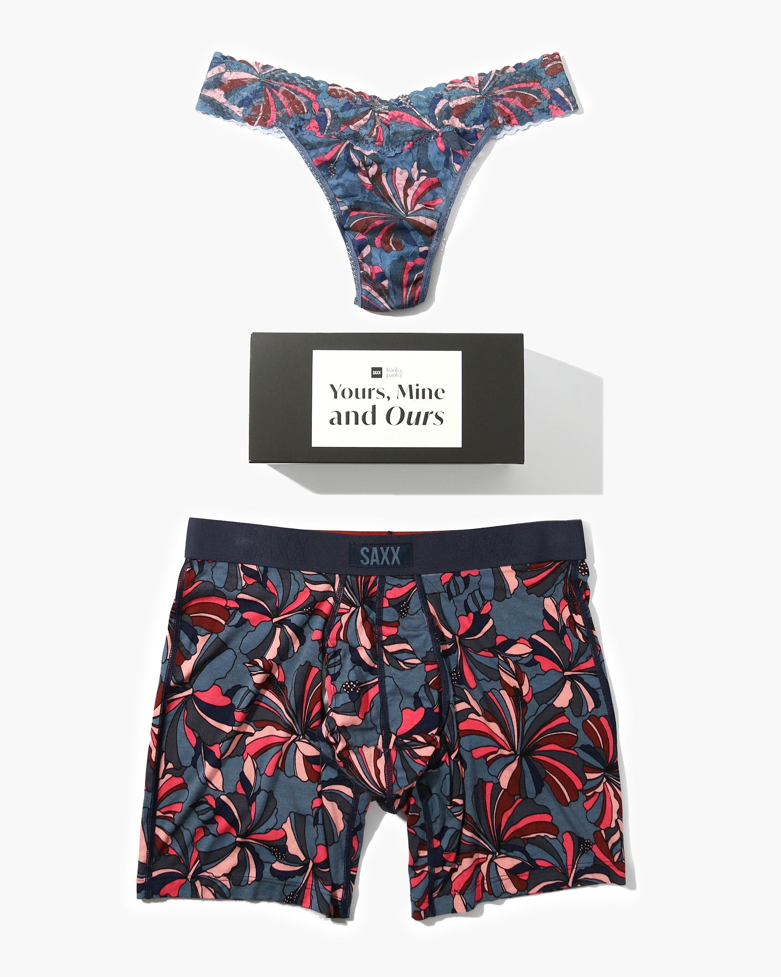 SAXX Vibe Xtra Boxer Brief and Hanky Panky Original Rise Thong in Flower Pop
