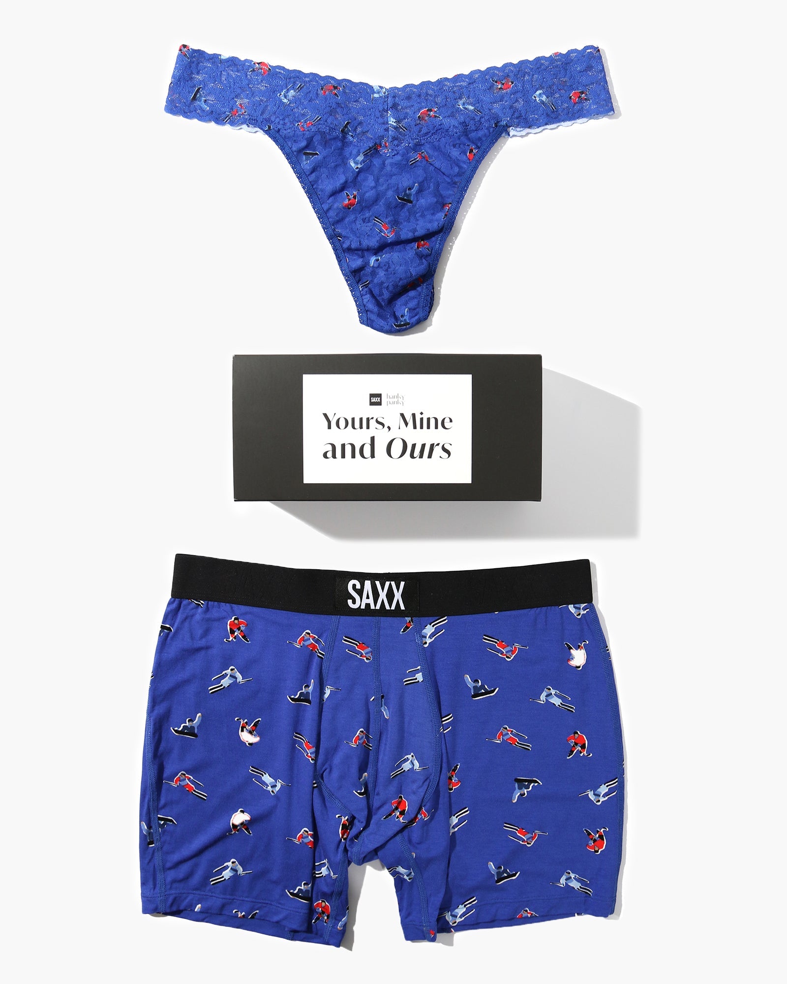 SAXX Vibe Boxer Brief and Hanky Panky Original Rise Thong in Winter Action
