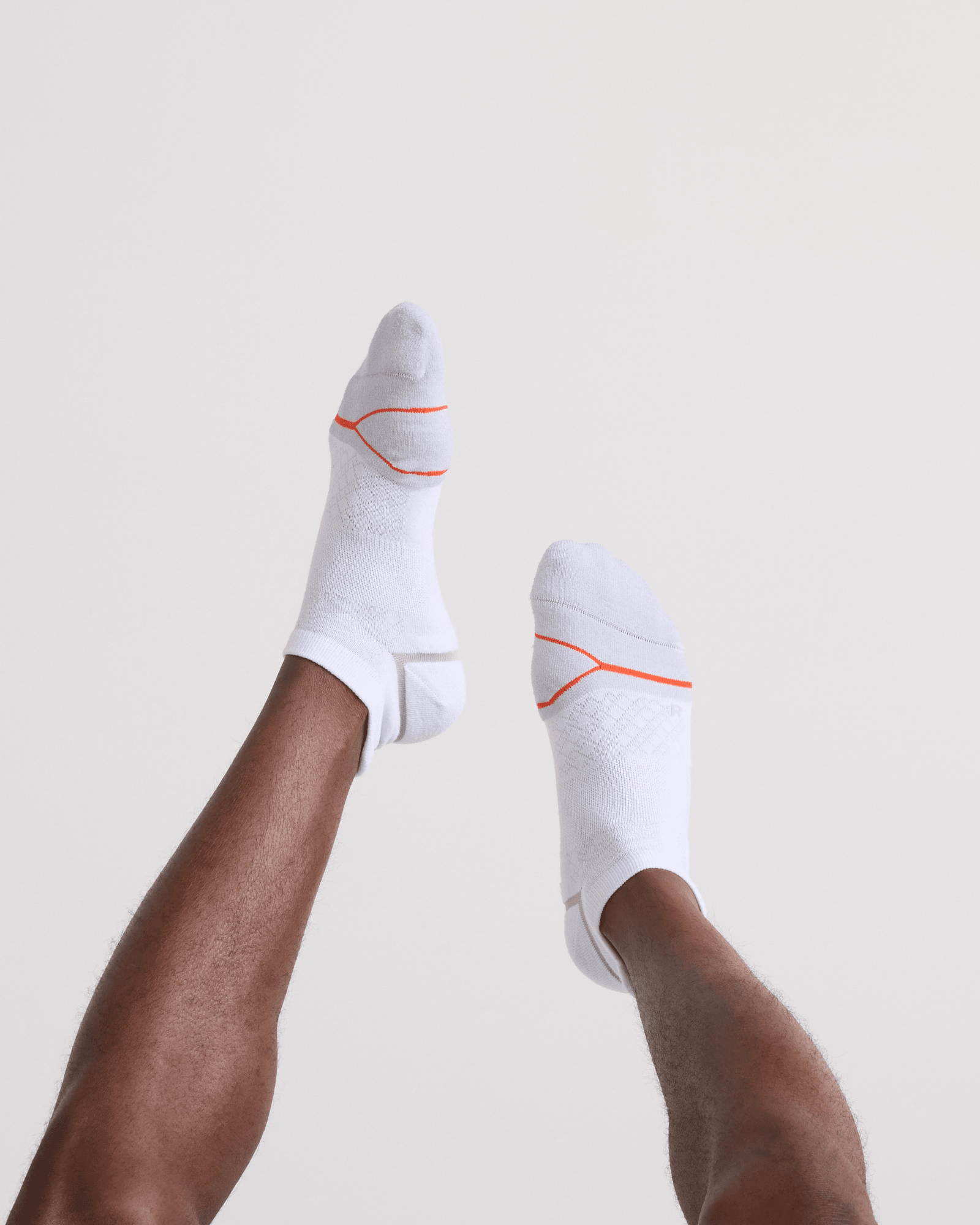 Back - Model wearing  Foot Hold Mid-Weight Low Show Sock in White