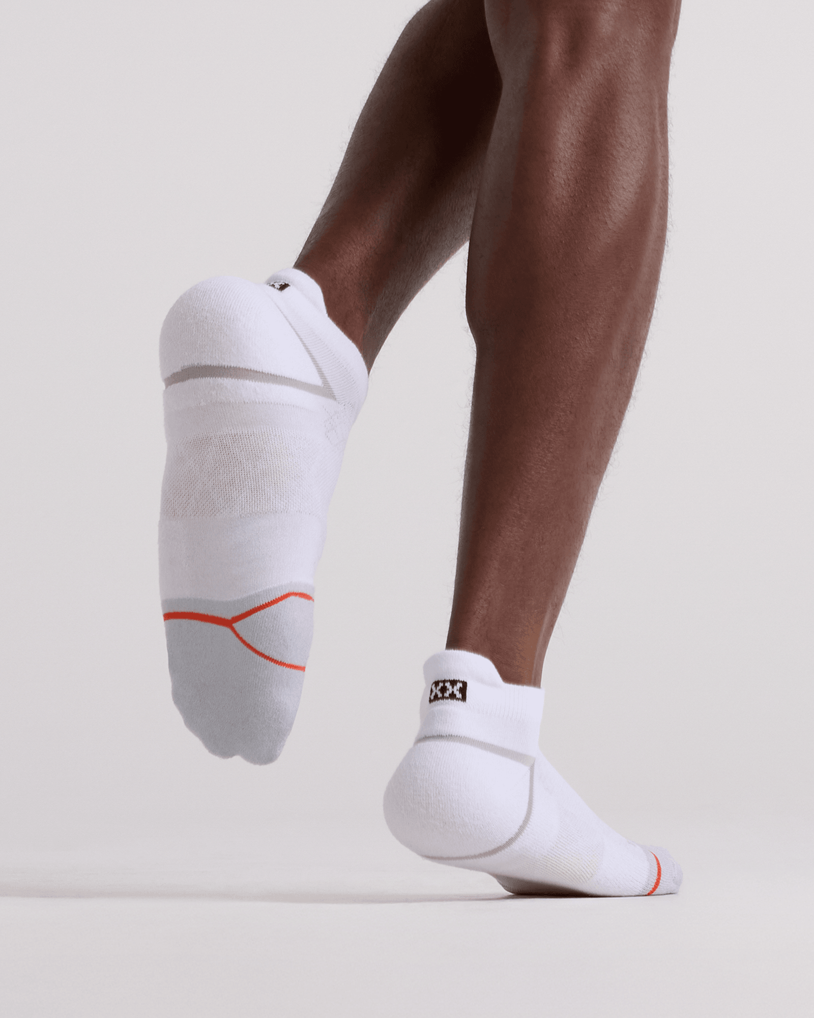 Front - Model wearing  Foot Hold Mid-Weight Low Show Sock in White