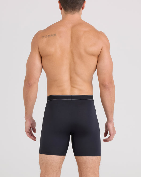 Back - Model wearing Daytripper Boxer Brief Fly in Black