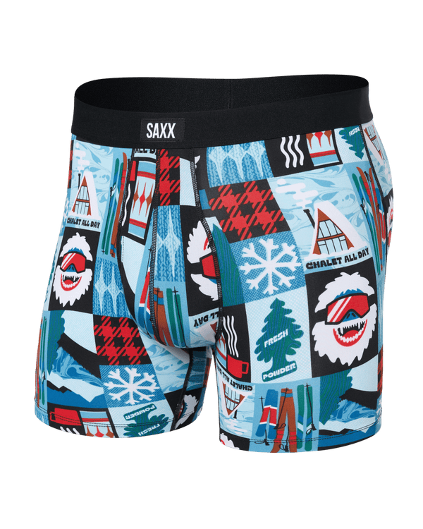 Front of  Daytripper Comfort Stretch Boxer Brief Fly in Chalet All Day-Blue