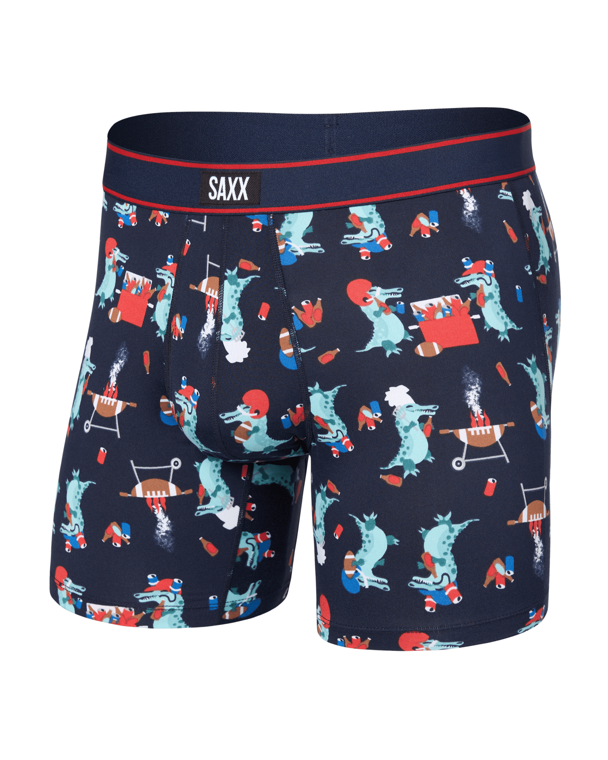 Front of  Daytripper Comfort Stretch Boxer Brief Fly in Tailgator BBQ-Maritime
