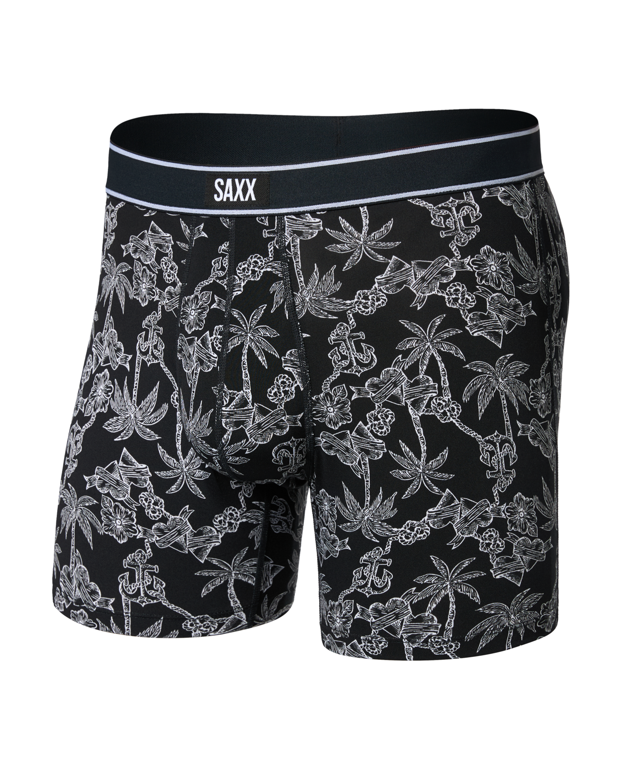 Daytripper Comfort Stretch Boxer Brief - Tropical Tattoo-Black