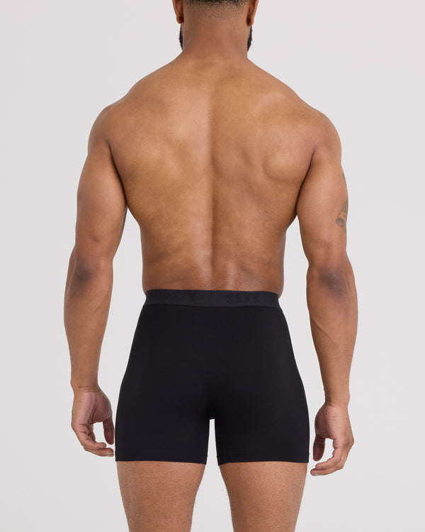 Back - Model wearing Ultra Super Soft Boxer Brief in Black