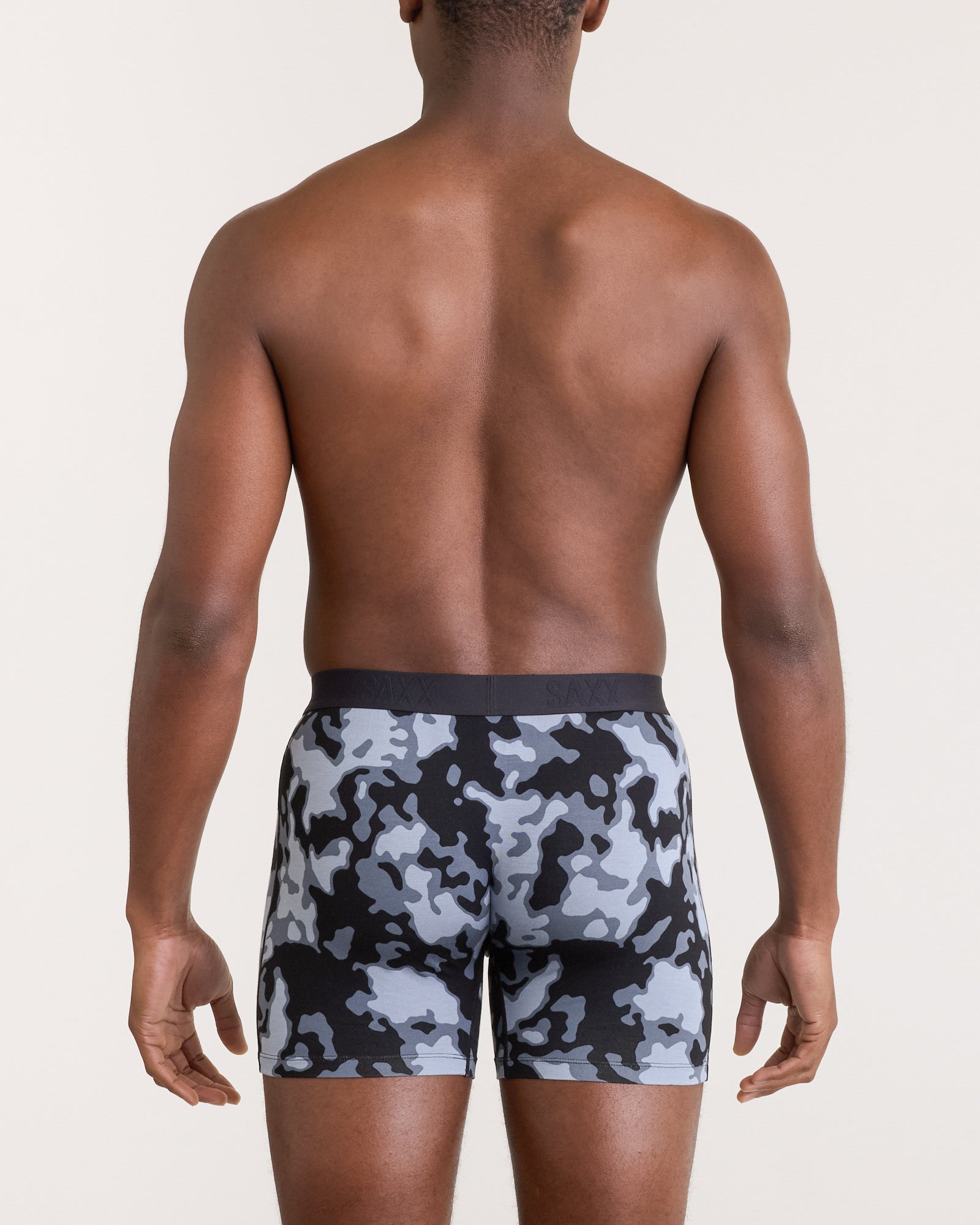 Back - Model wearing Ultra Super Soft Boxer Brief Fly in Crater Camo