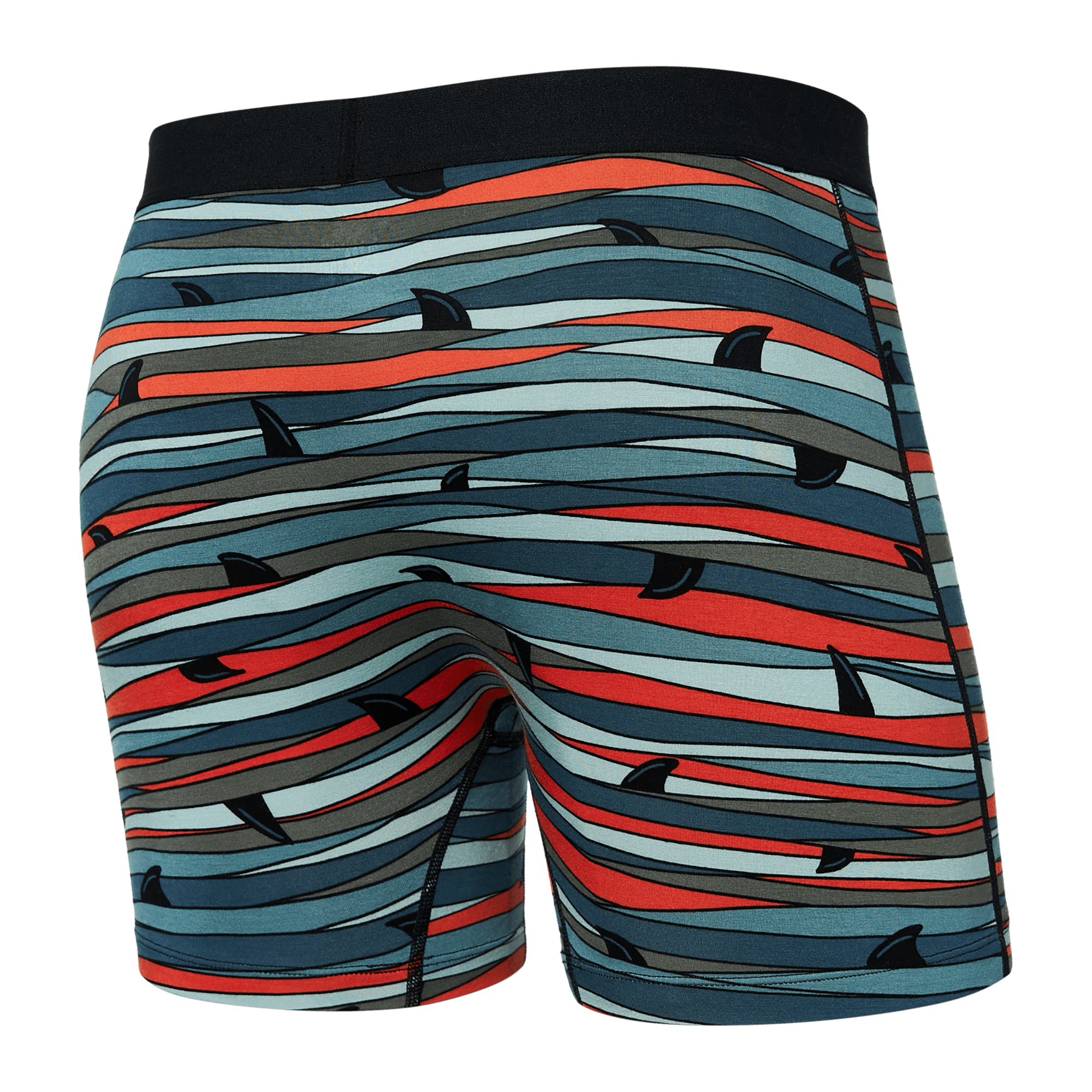 Back of Ultra Boxer Brief in Fins- Blue Multi