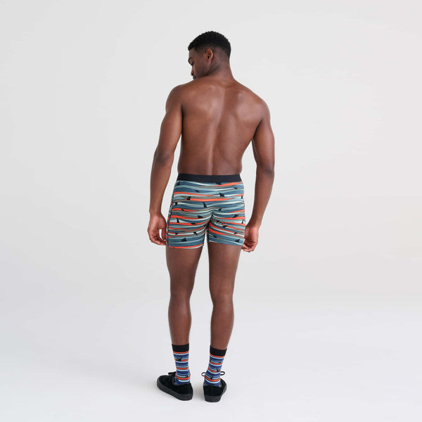 Back - Model wearing Ultra Boxer Brief in Fins- Blue Multi