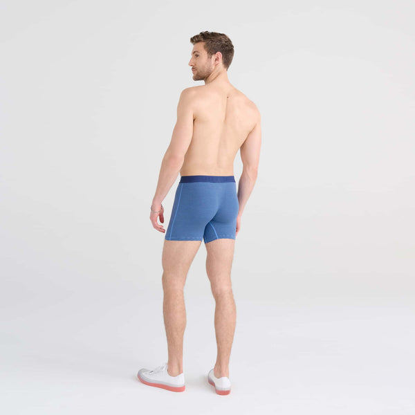 Back - Model wearing Ultra Boxer Brief in Mini Stripe- Granada Sky