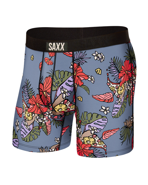 Front of Ultra Super Soft Boxer Brief Fly in Hawaiian Pizza-Stone Blue