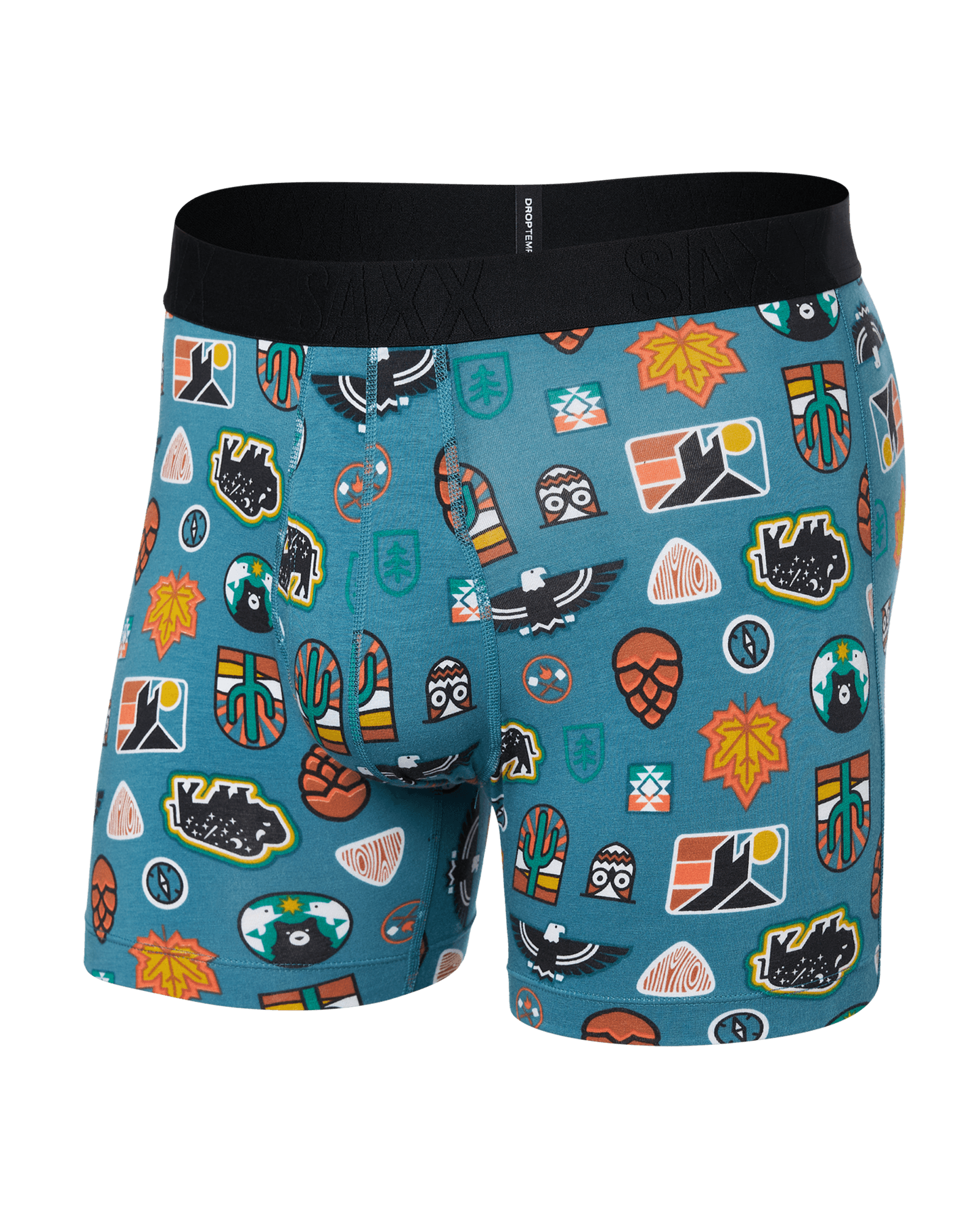 Front of Droptemp® Cooling Cotton Boxer Brief in Outside Is In-Hydro Blue