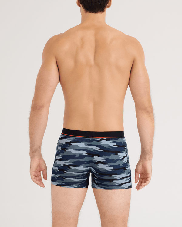 Back - Model wearing Non-Stop Stretch Cotton Boxer Brief Fly  in Analog Wave Camo
