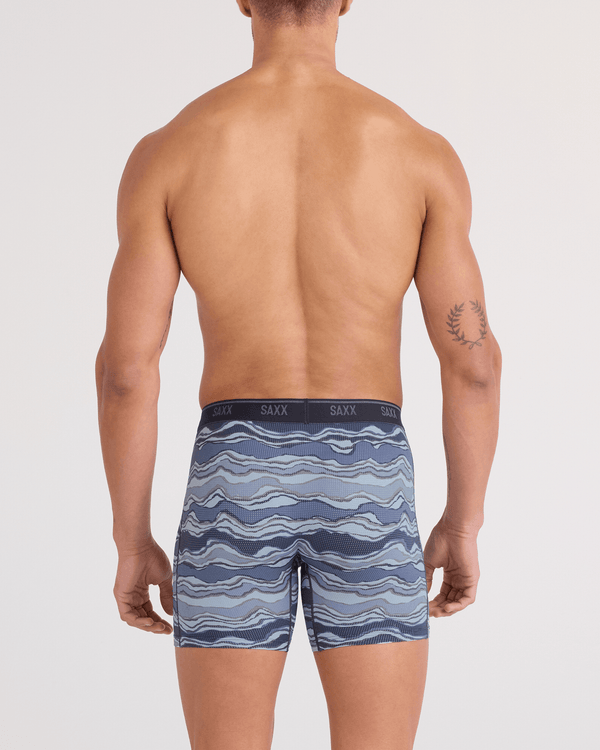 Back - Model wearing  Quest Quick-Dry Mesh Boxer Brief Fly in Lazy River-Multi
