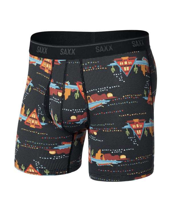 Front of Quest Quick-Dry Mesh Boxer Brief Fly in Lakeside-Black