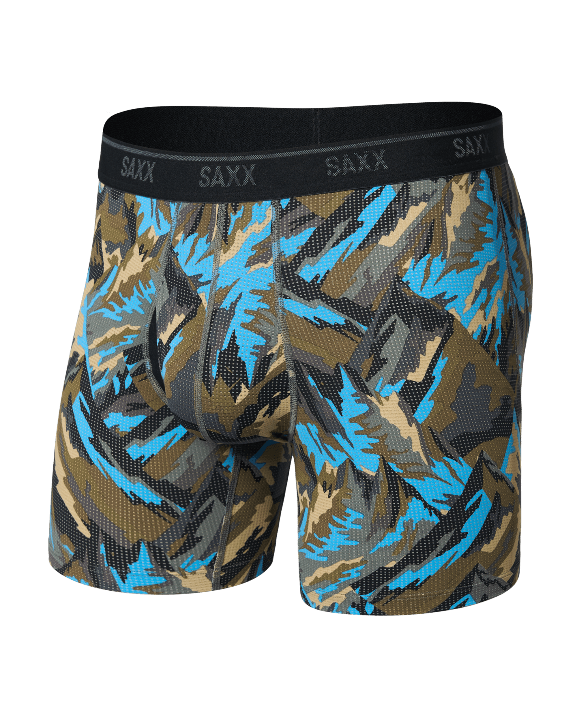 Front of Quest Quick-Dry Mesh Boxer Brief Fly in Prism Peaks-Cargo Grey