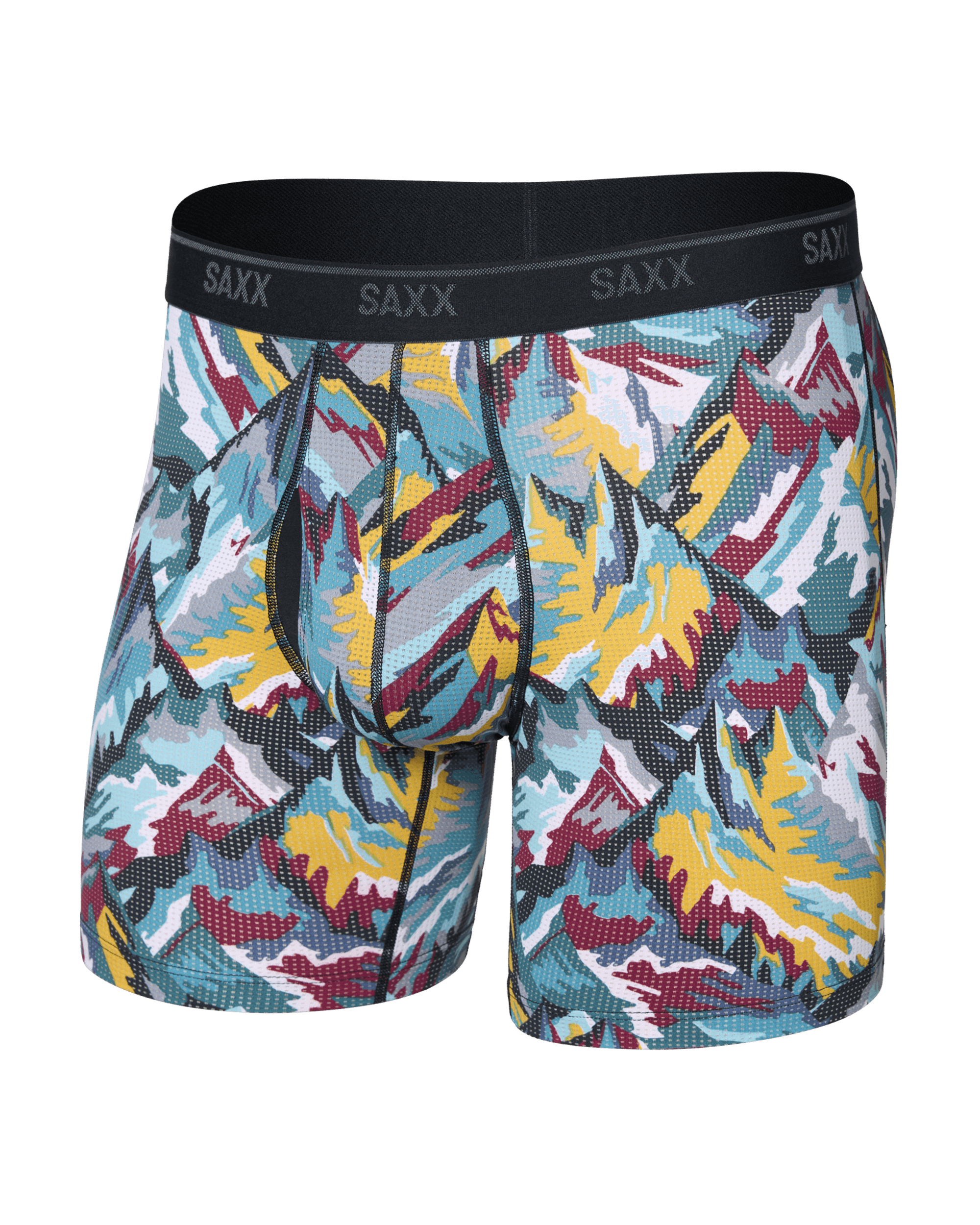 Front of  Quest Quick-Dry Mesh Boxer Brief Fly in Prism Peaks-Multi