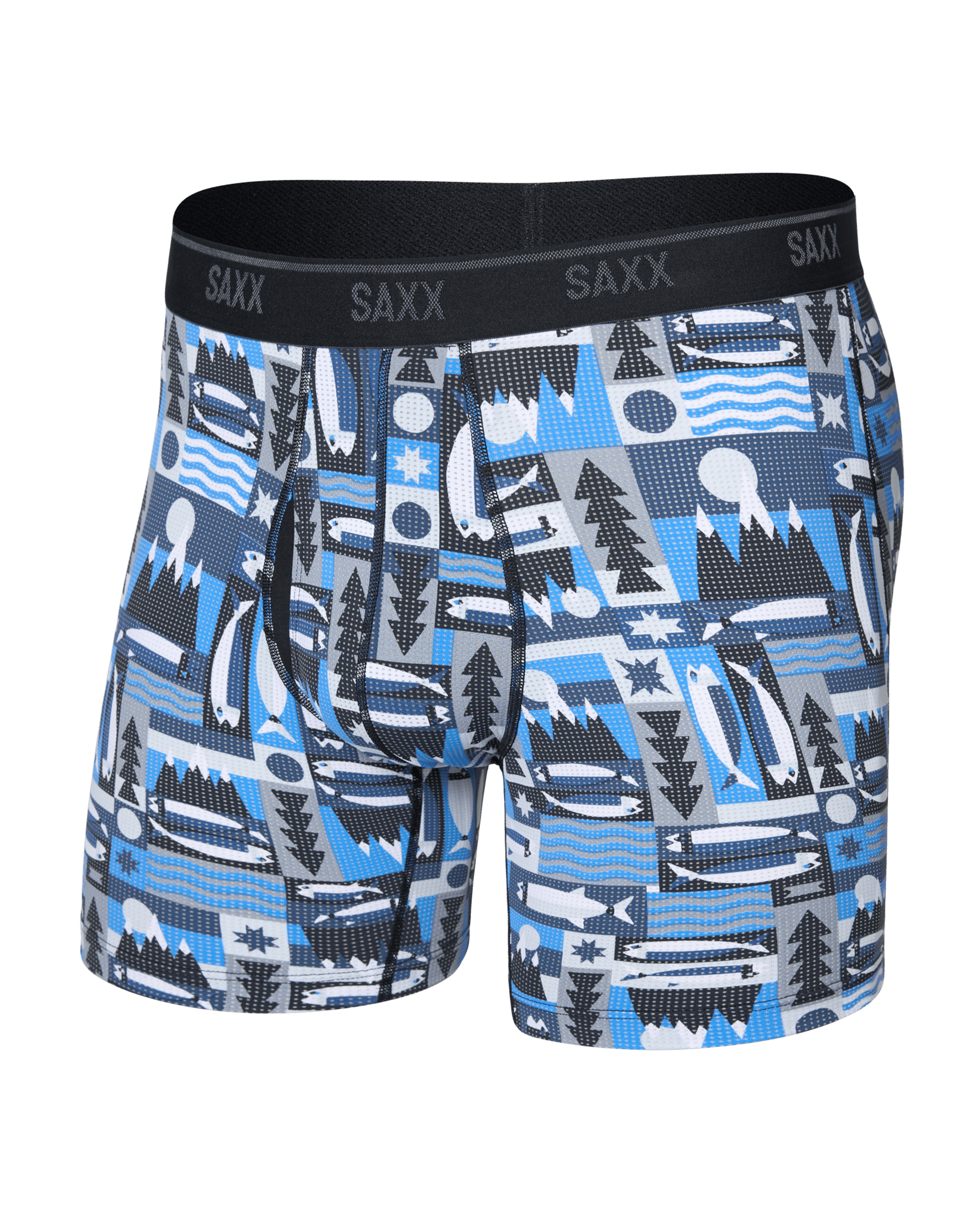 Front of  Quest Quick-Dry Mesh Boxer Brief Fly in Winter Angler-Blue