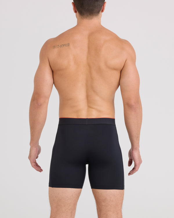 Back - Model wearing Multi-Sport Mesh Boxer Brief Fly in Black
