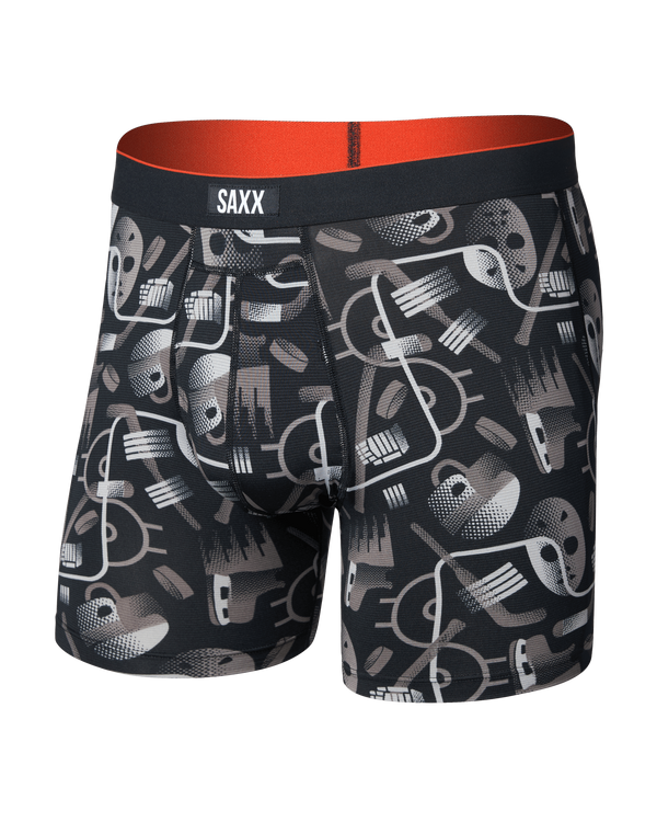Front of Multi-Sport Mesh Boxer Brief in Hockey Conduit-Black