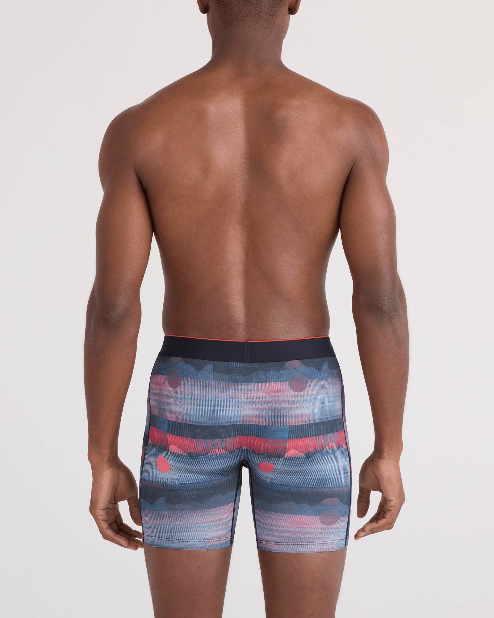 Back - Model wearing  Multi-Sport Mesh Boxer Brief Fly in Mystery Peaks-Multi