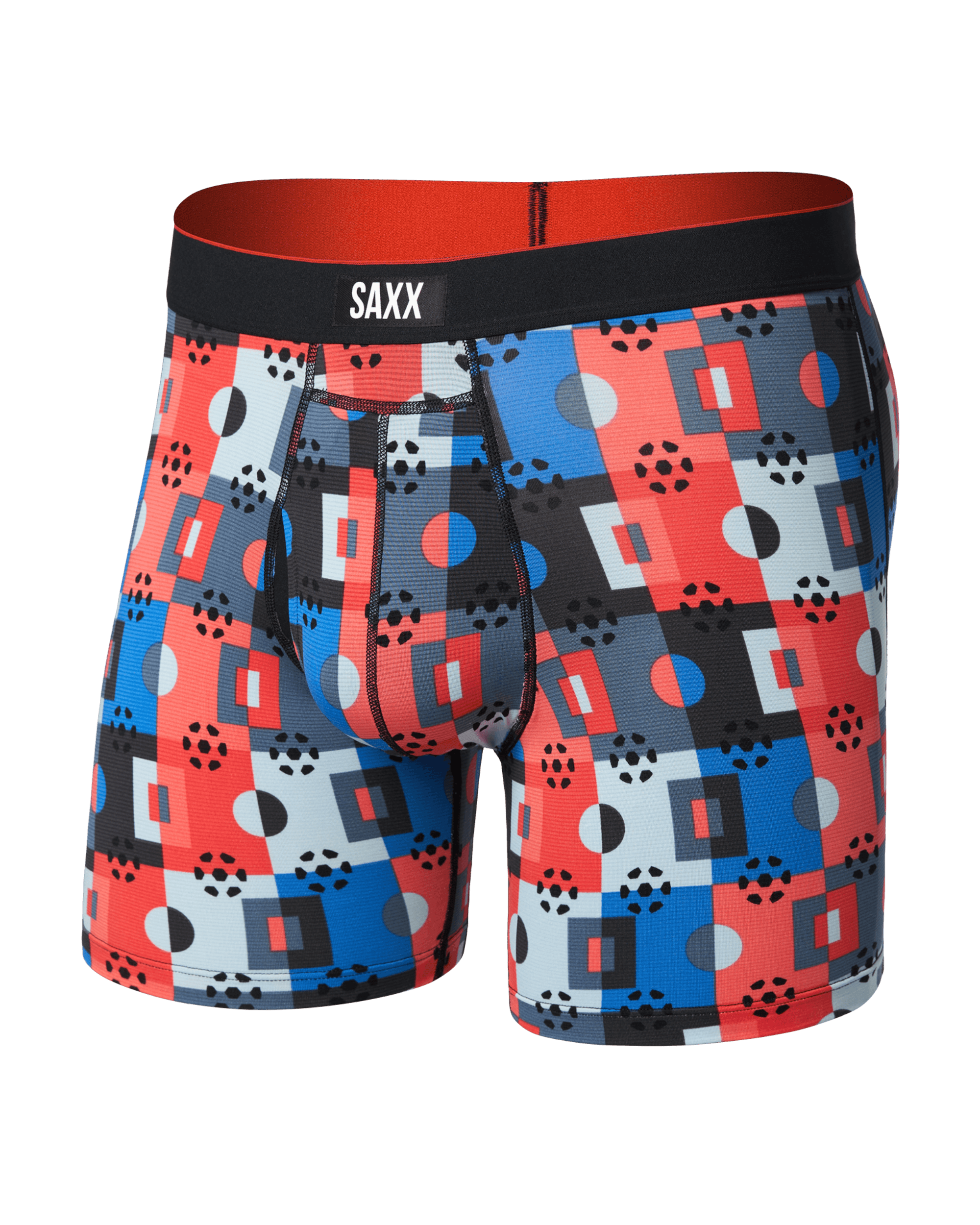 Front of Multi-Sport Mesh Boxer Brief Fly in Pitch Check-Multi