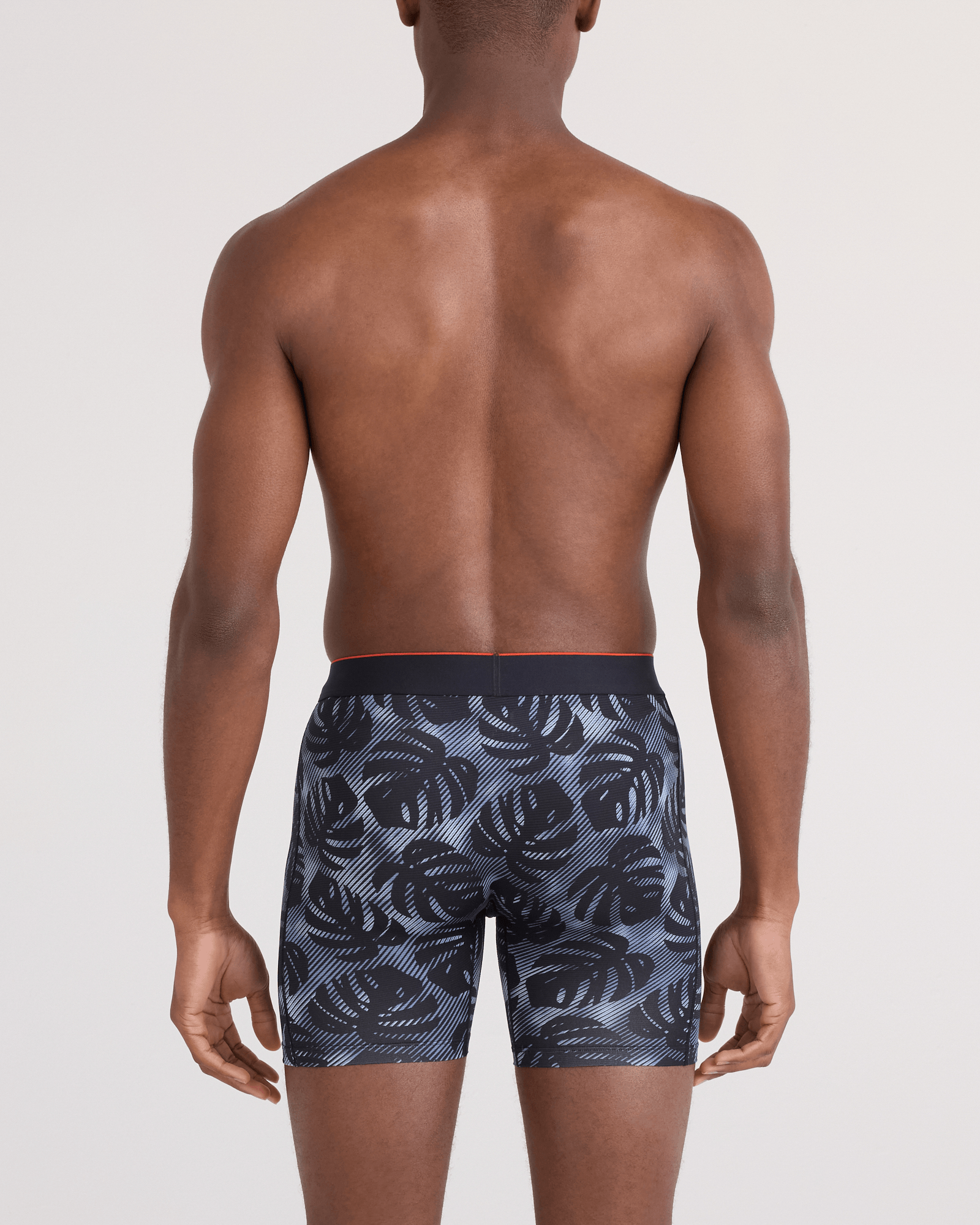 Back - Model wearing  Multi-Sport Mesh Boxer Brief Fly in Rem Tropic-Black