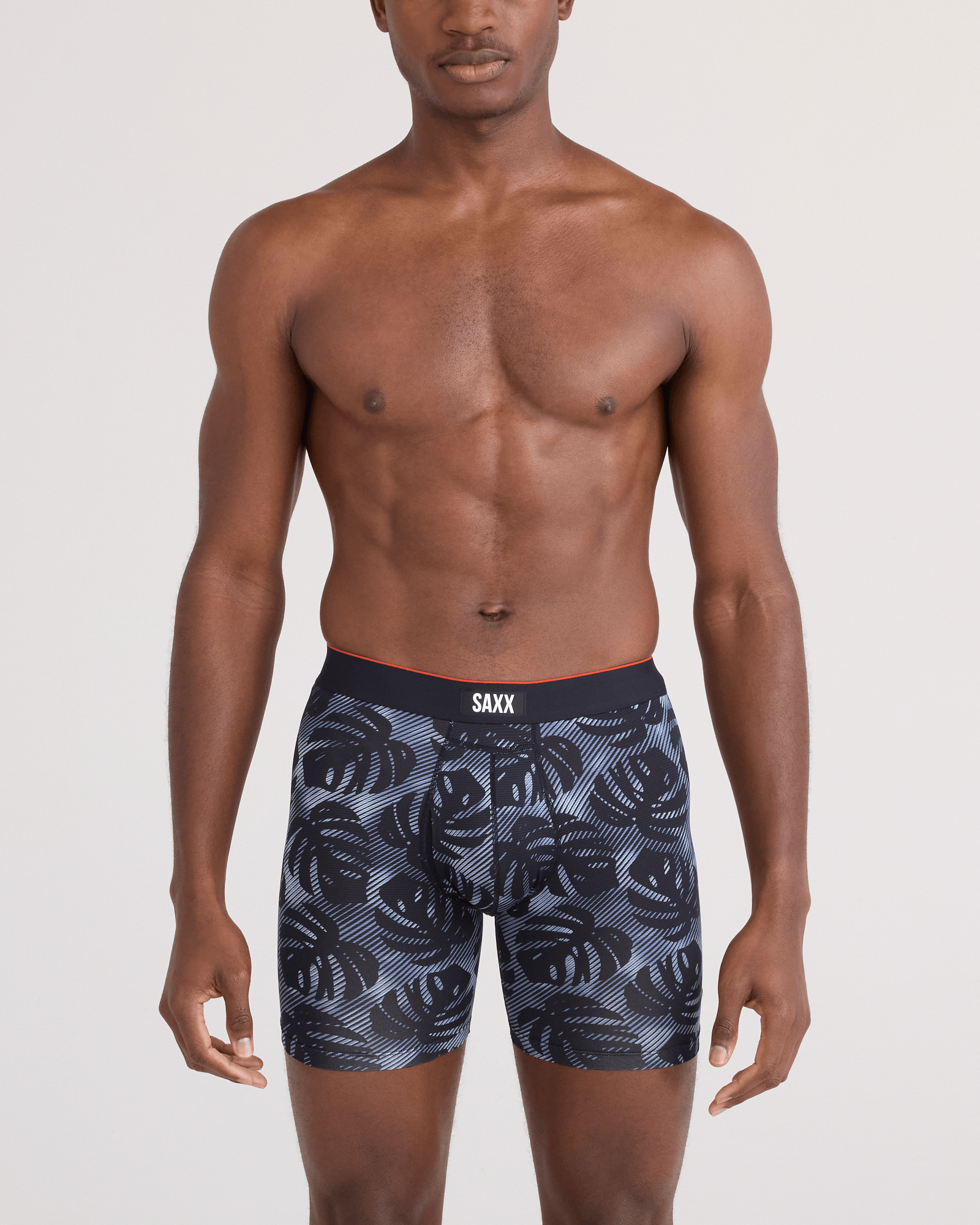 Front - Model wearing  Multi-Sport Mesh Boxer Brief Fly in Rem Tropic-Black