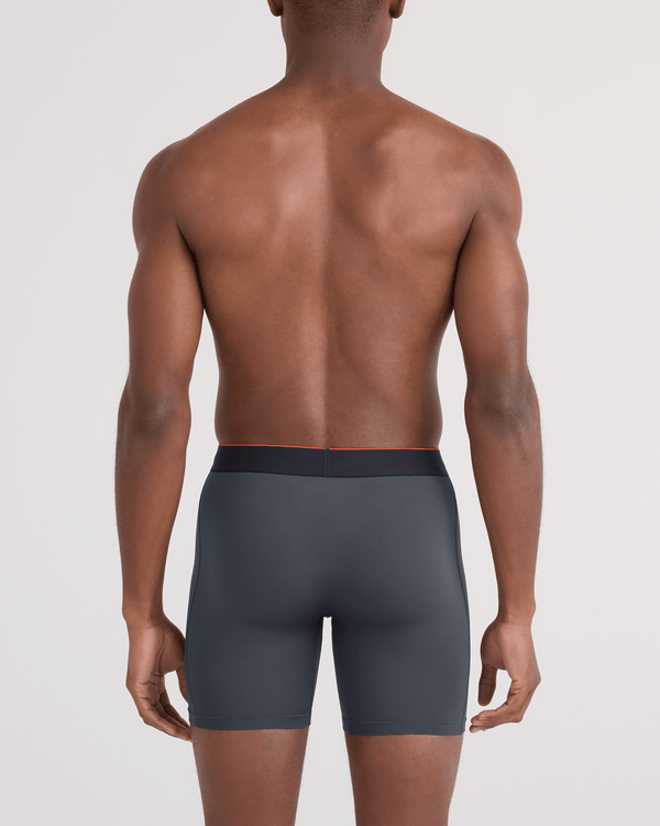 Back - Model wearing  Multi-Sport Mesh Boxer Brief Fly in Turbulence/Black Waistband