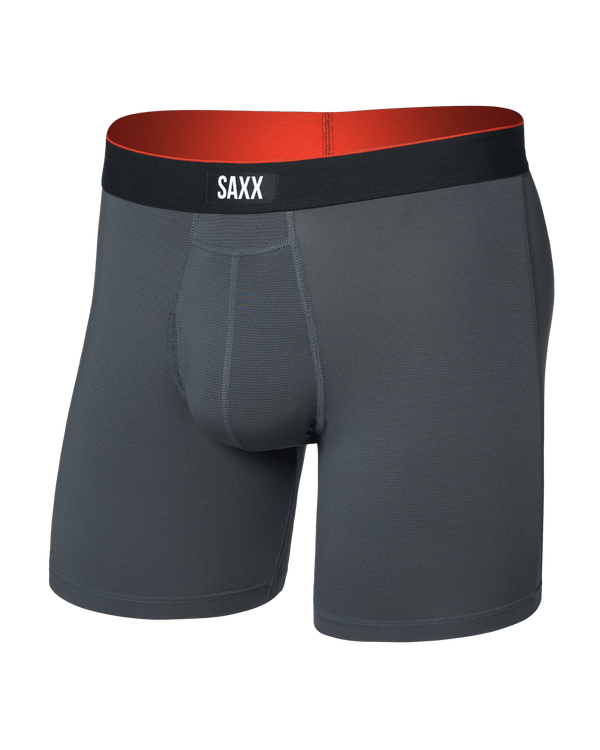 Front of  Multi-Sport Mesh Boxer Brief Fly in Turbulence/Black Waistband