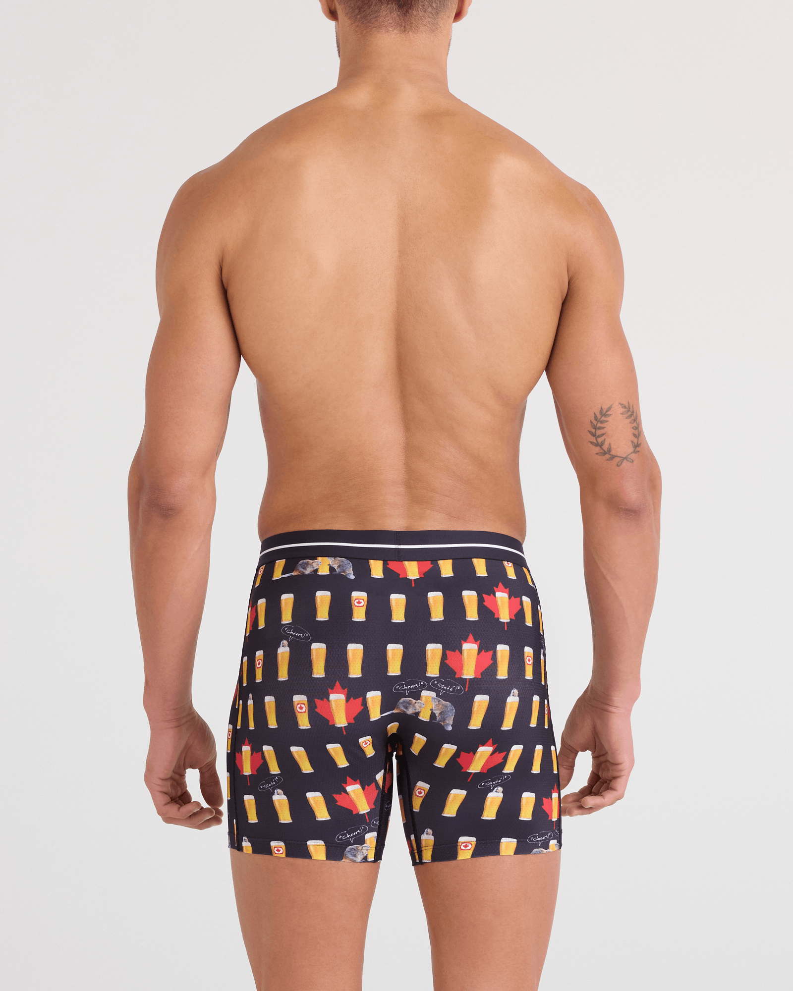Back - Model wearing  Volt Breathable Mesh Boxer Brief in Cheers Canada-Black
