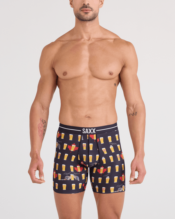 Front - Model wearing  Volt Breathable Mesh Boxer Brief in Cheers Canada-Black