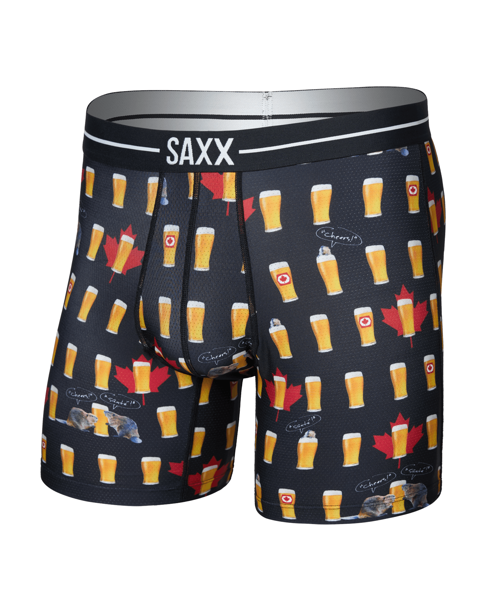 Front of  Volt Breathable Mesh Boxer Brief in Cheers Canada-Black