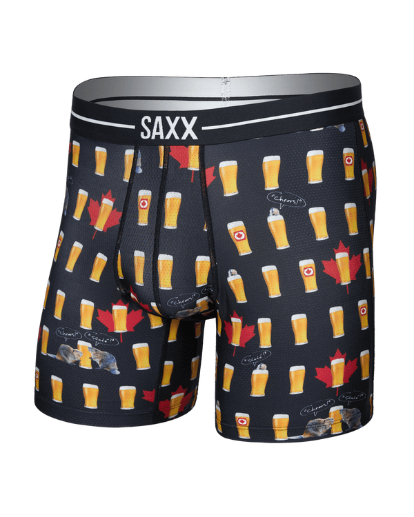 Front of  Volt Breathable Mesh Boxer Brief in Cheers Canada-Black
