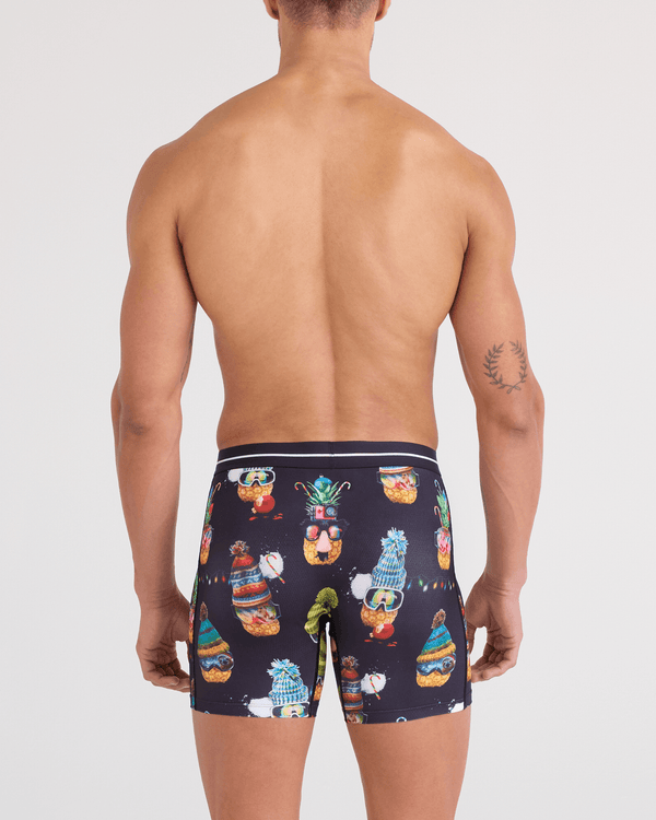Back - Model wearing  Volt Breathable Mesh Boxer Brief in Deck The Pineapples-Black