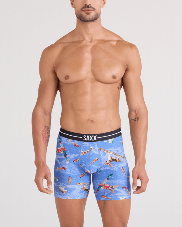 Front - Model wearing  Volt Breathable Mesh Boxer Brief in Haute Doggers-Sail Blue