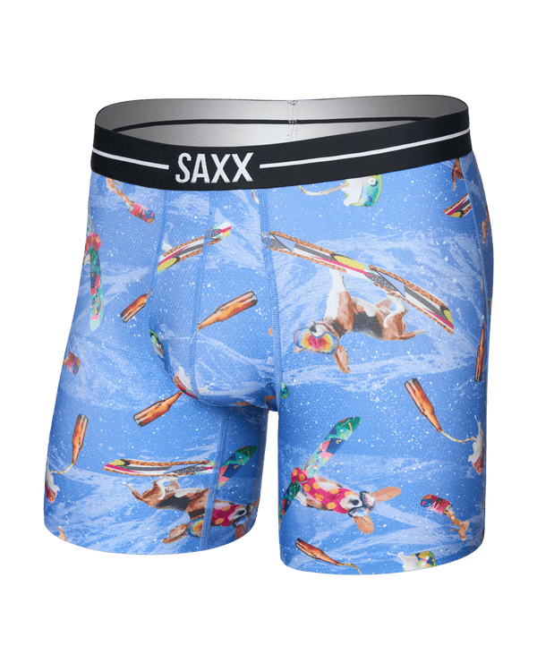 Front of  Volt Breathable Mesh Boxer Brief in Haute Doggers-Sail Blue