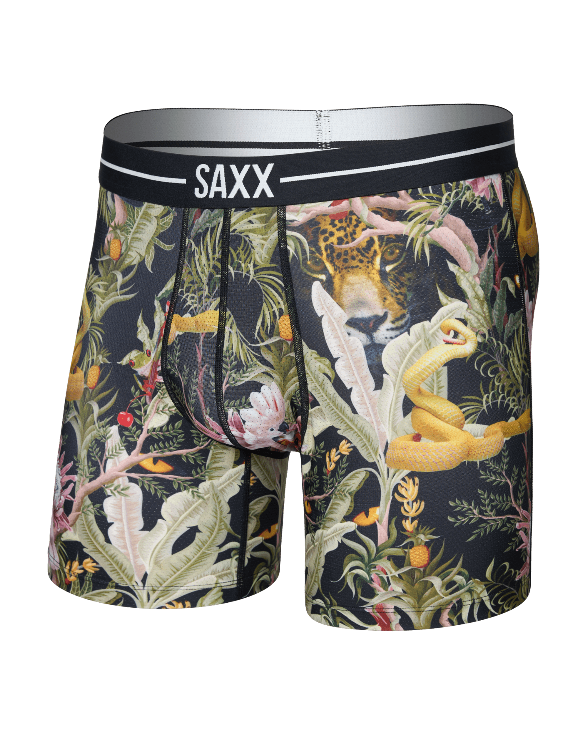 Front of  Volt Breathable Mesh Boxer Brief in Jungle Juice-Black