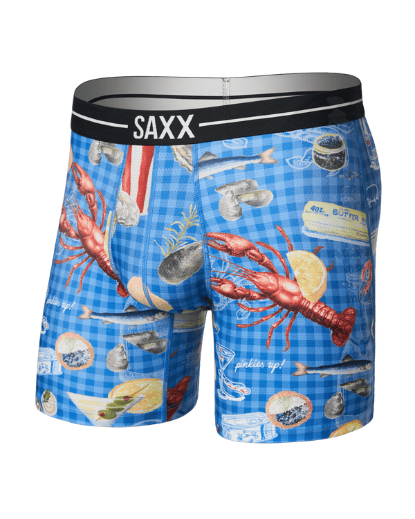 Front of Volt Breathable Mesh Boxer Brief in Low Life Picnic-Blue